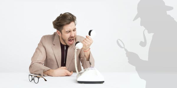 Man screaming in telephone.