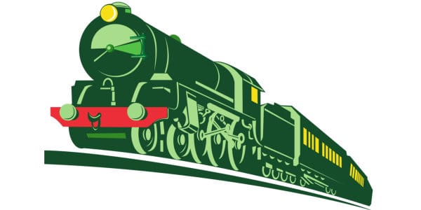Preparing to Travel by Train from Cape Town to Salisbury, Southern Rhodesia, 1957 Graphic of steam train.
