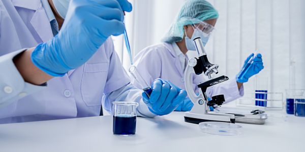 Two lab technicians