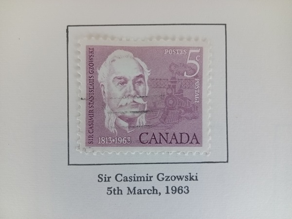 Canadian 5 cents stamp, with Sir Casimir Gzowski