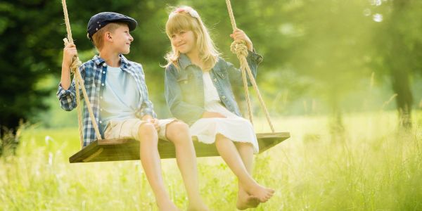 Children on a swing