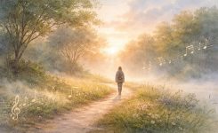 A serene morning stroll in nature