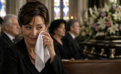 A woman at a funeral