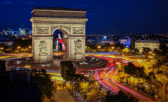 Arc De Triomphe At Night With Traffic