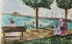 Historic Britannia Beach pier in Ottawa – watercolour by Louise Rachlis