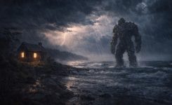 Cottage by the stormy shore