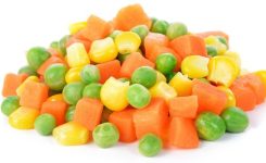 Green peas and carrots and corn