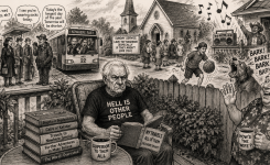 Grumpy neighbor in a bustling world Grumpy neighbor in a bustling world