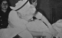 Mrs. Hitz inserting a catheter