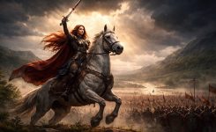 Queen Boudica leading her army into battle