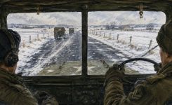 Winter Convoy Through Snowy Countryside Winter Convoy Through Snowy Countryside